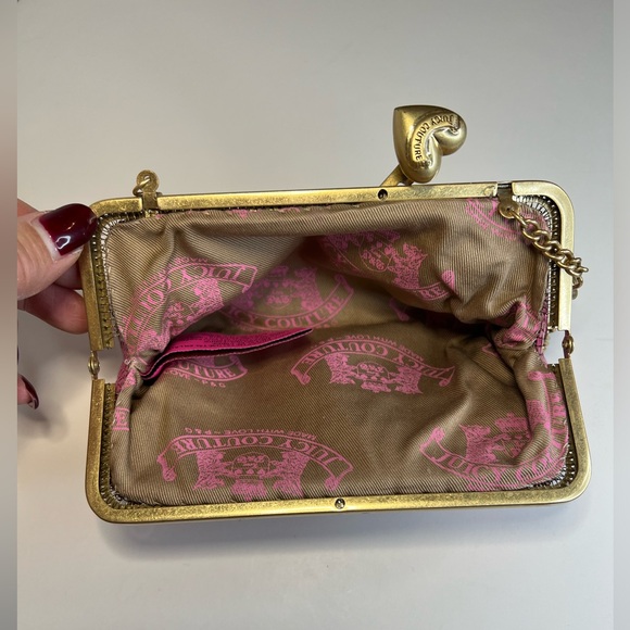 RARE JUICY COUTURE Vintage Brass Pink Metal Mesh Crown Mini Bag Y2K - Picture 3 of 7